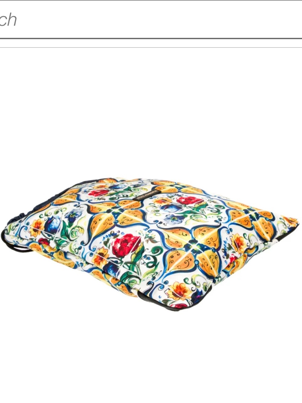 Dolce & Gabbana Multicolor Floral Tile-Print Bag pack, Tote with Navy Trim - Picture 7 of 7